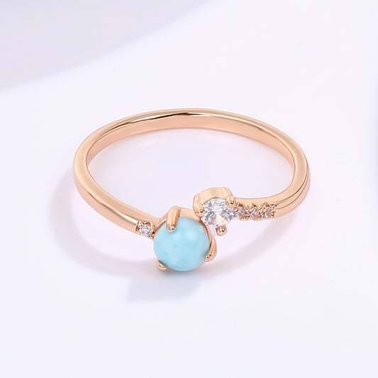 Pozlátený Zliatinový Prsteň s Modrým Emporia® Krištáľom a Bielym Emporia® Krištáľom