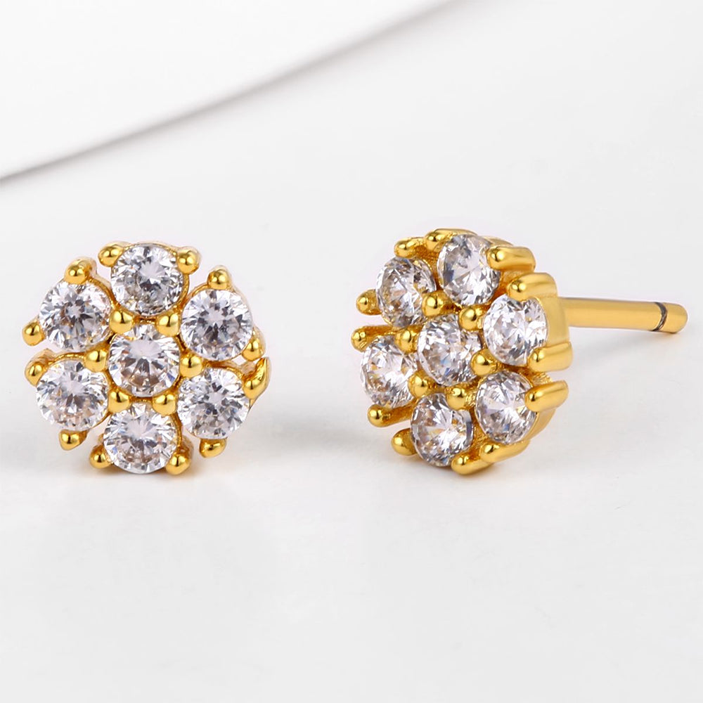 Pozlátené Zliatinové Náušnice s Bielym Emporia® Krištáľom 1 