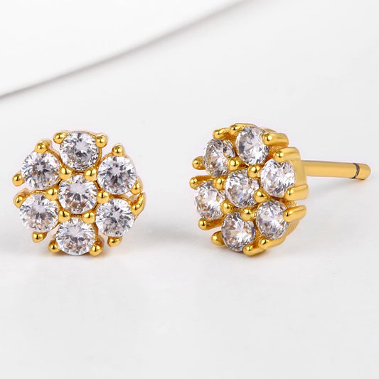 Pozlátené Zliatinové Náušnice s Bielym Emporia® Krištáľom