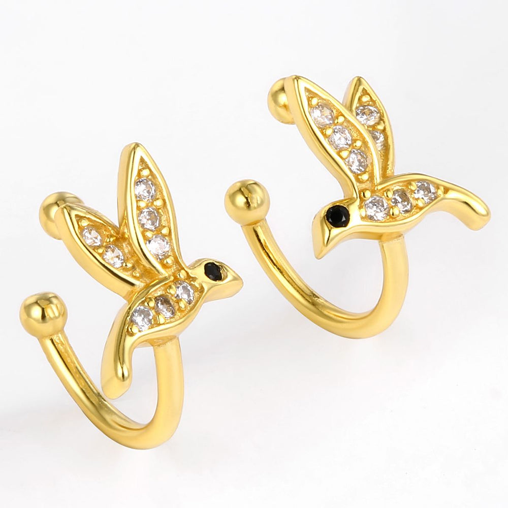 Pozlátené Zliatinové Náušnice s Bielym Emporia® Krištáľom a Čiernym Emporia® Krištáľom 1 