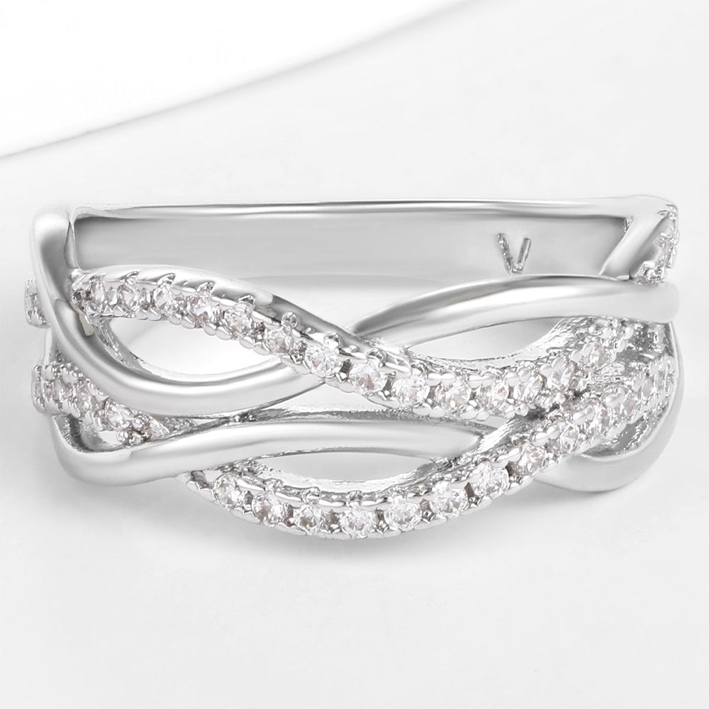 Whitegold Tone Alloy Ring with White Emporia Crystals 1 