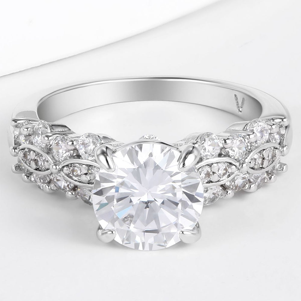 Whitegold Tone Alloy Ring with White Emporia Crystals 1 