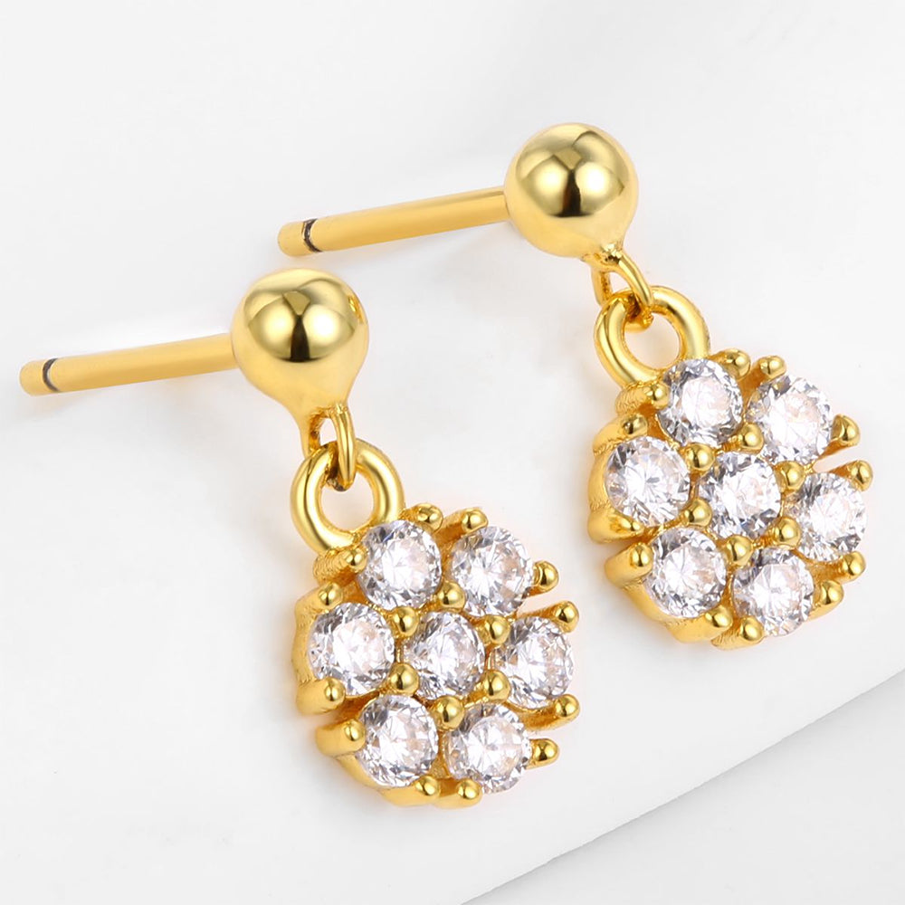 Pozlátené Zliatinové Náušnice s Bielym Emporia® Krištáľom 1 