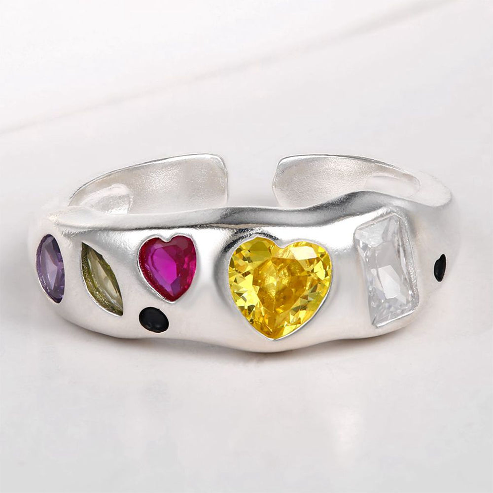 Pozlátený Zliatinový Prsteň s Červeným Emporia® Krištáľom a so Žltým Emporia® Krištáľom 1 