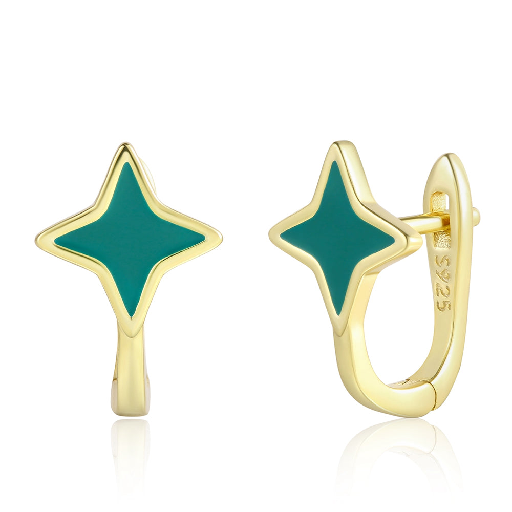 Pozlátené Zliatinové Náušnice s so Zeleným Emporia® Krištáľom