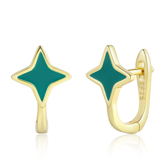 Pozlátené Zliatinové Náušnice s so Zeleným Emporia® Krištáľom