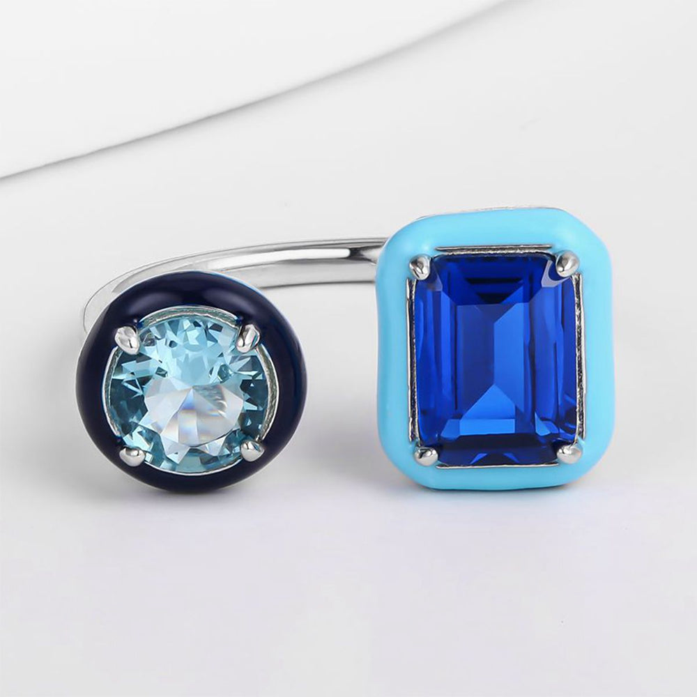 Pozlátený Zliatinový Prsteň s Modrým Emporia® Krištáľom 1 