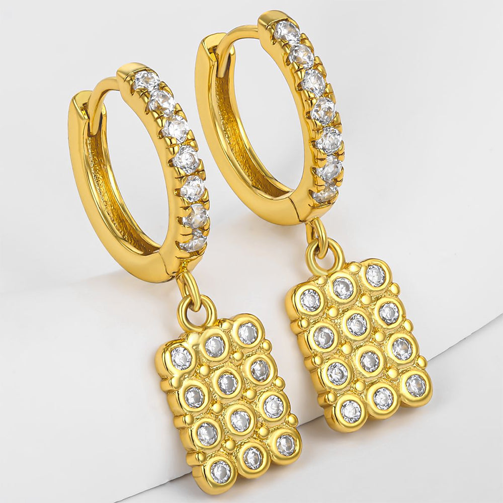 Pozlátené Zliatinové Náušnice s Bielym Emporia® Krištáľom