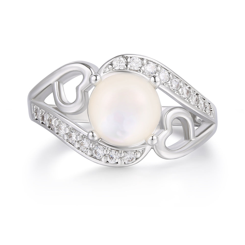 Pozlátený Zliatinový Prsteň s Bielym Emporia® Krištáľom a so Smaltom