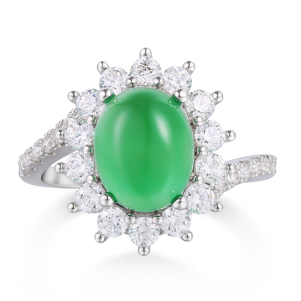 Pozlátený Zliatinový Prsteň s so Zeleným Emporia® Krištáľom a Bielym Emporia® Krištáľom 1 