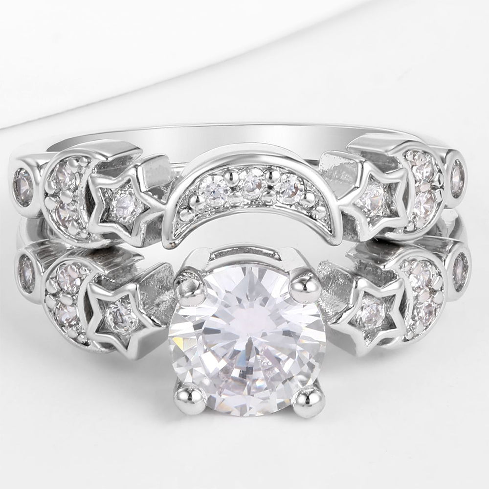 Pozlátený Zliatinový Prsteň s Bielym Emporia® Krištáľom