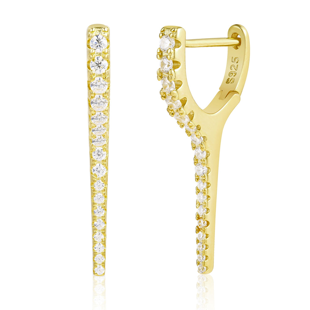 Pozlátené Zliatinové Náušnice s Bielym Emporia® Krištáľom 1 