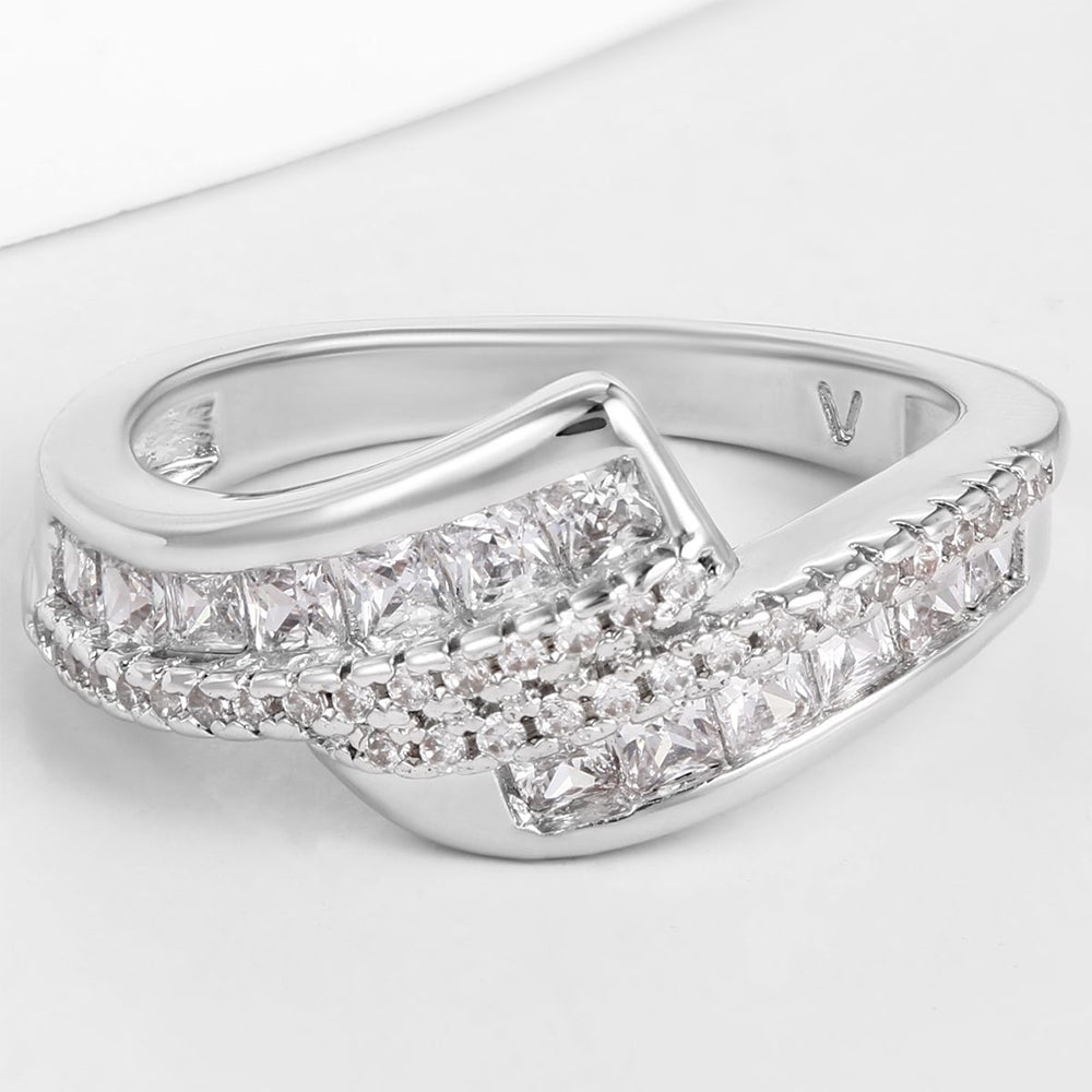 Pozlátený Zliatinový Prsteň s Bielym Emporia® Krištáľom 1 