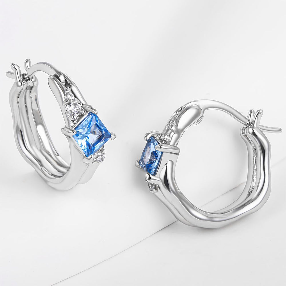 Pozlátené Zliatinové Náušnice s Modrým Emporia® Krištáľom 1 