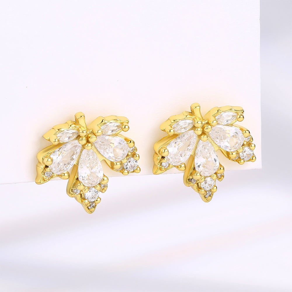 Pozlátené Zliatinové Náušnice s Bielym Emporia® Krištáľom 1 