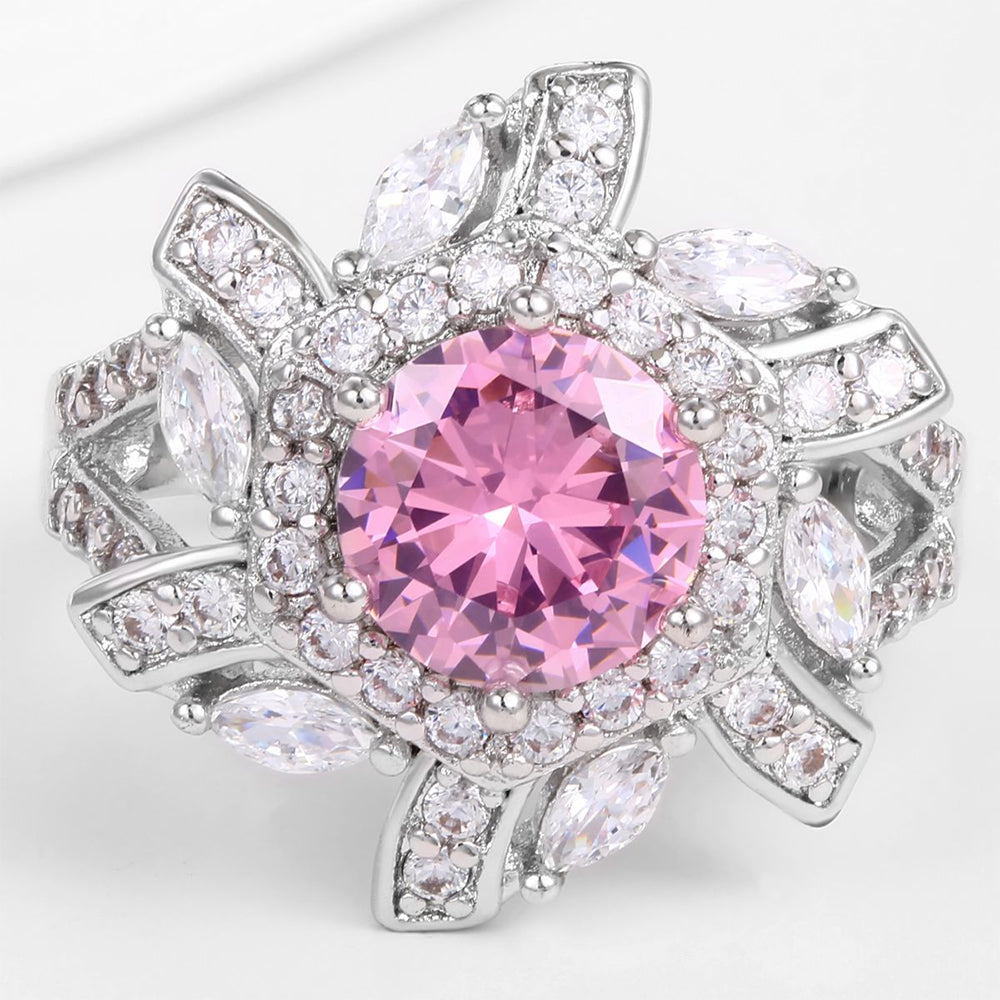 Pozlátený Zliatinový Prsteň s Ružovým Emporia® Krištáľom a Bielym Emporia® Krištáľom 1 