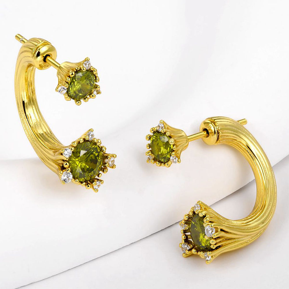 Pozlátené Zliatinové Náušnice s so Zeleným Emporia® Krištáľom 1 