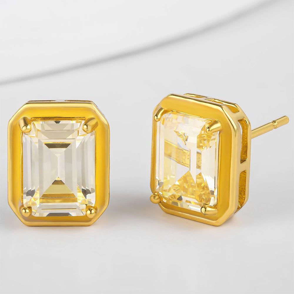 Pozlátené Zliatinové Náušnice s Bielym Emporia® Krištáľom 1 