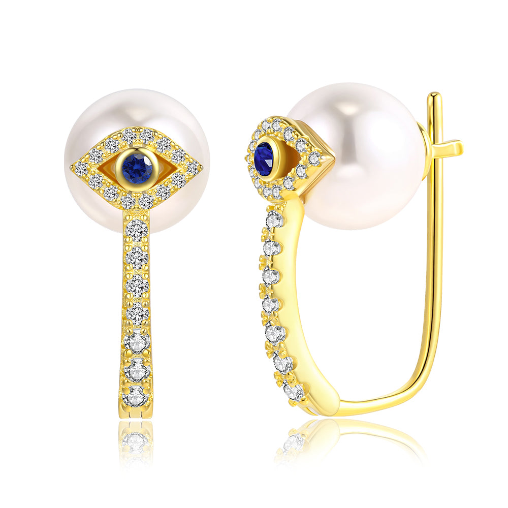 Pozlátené Zliatinové Náušnice s Bielym Emporia® Krištáľom