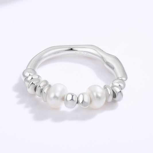 Pozlátený Zliatinový Prsteň s Bielym Emporia® Krištáľom