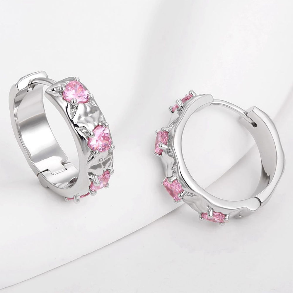 Pozlátené Zliatinové Náušnice s Bielym Emporia® Krištáľom a Ružovým Emporia® Krištáľom 1 