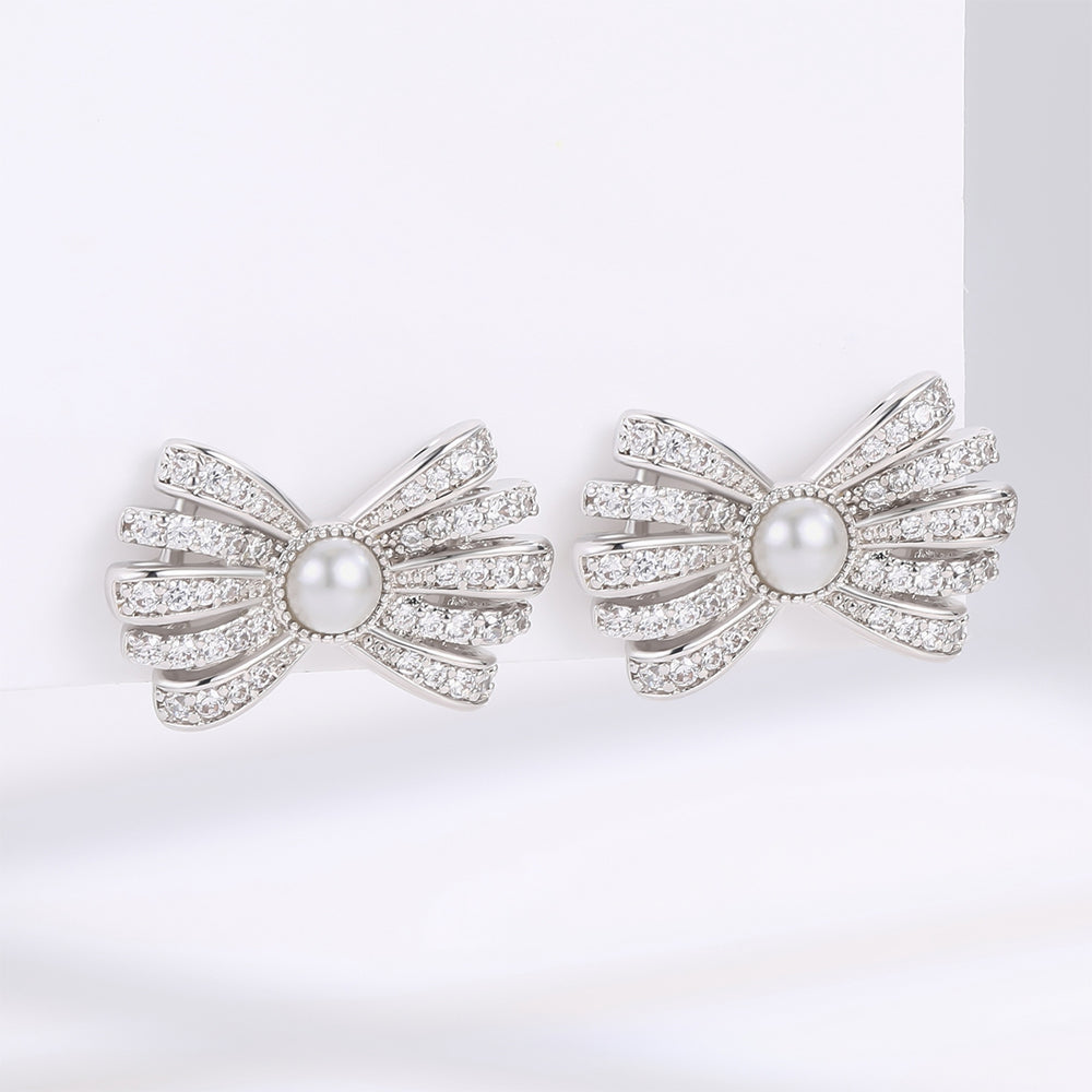 Pozlátené Zliatinové Náušnice s Bielym Emporia® Krištáľom 1 