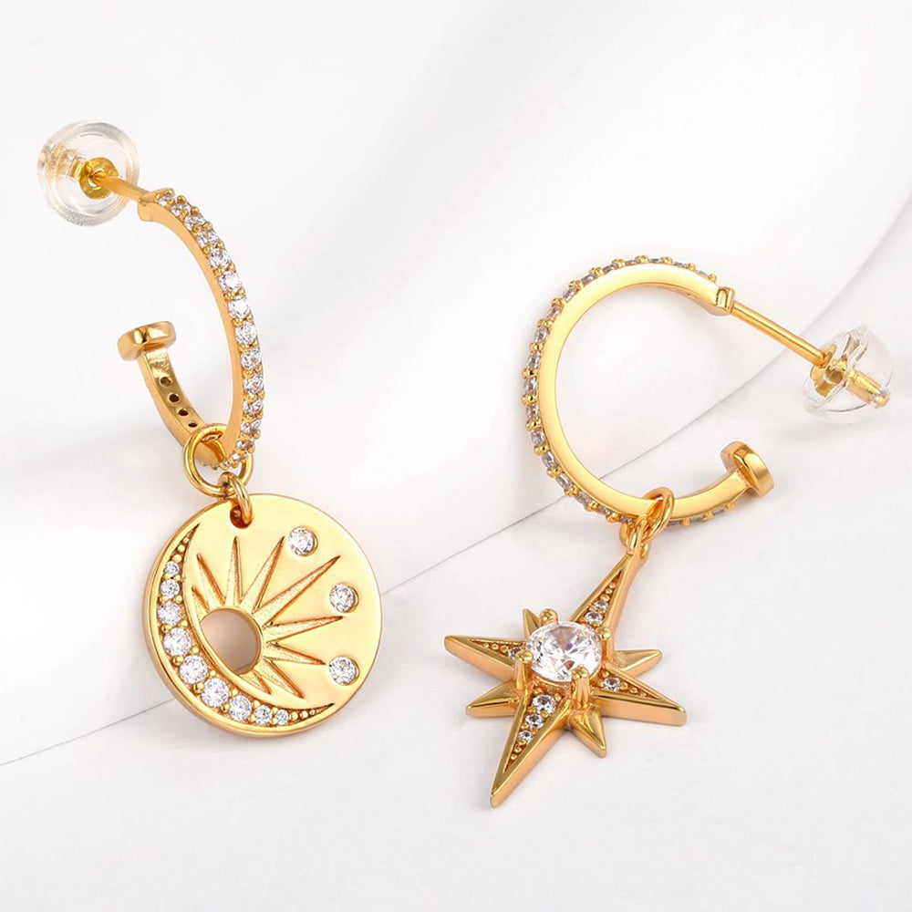 Pozlátené Zliatinové Náušnice s Bielym Emporia® Krištáľom