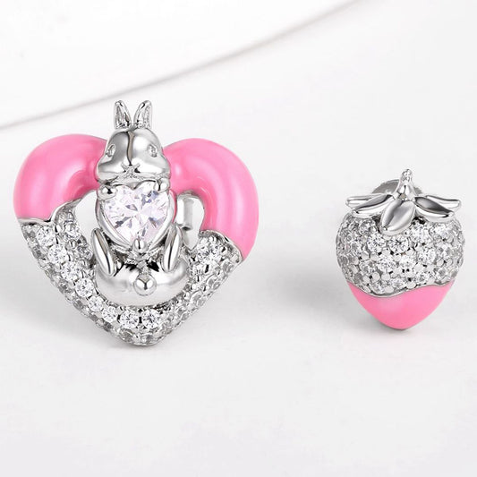 Pozlátené Zliatinové Náušnice s Bielym Emporia® Krištáľom a so Smaltom