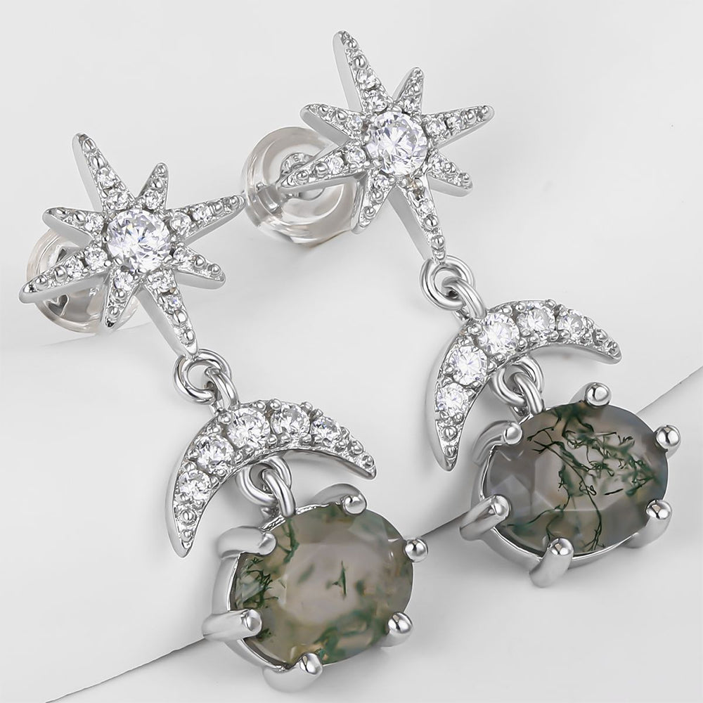 Pozlátené Zliatinové Náušnice s so Zeleným Emporia® Krištáľom a Bielym Emporia® Krištáľom