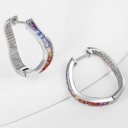 Pozlátené Zliatinové Náušnice s Modrým Emporia® Krištáľom a Červeným Emporia® Krištáľom