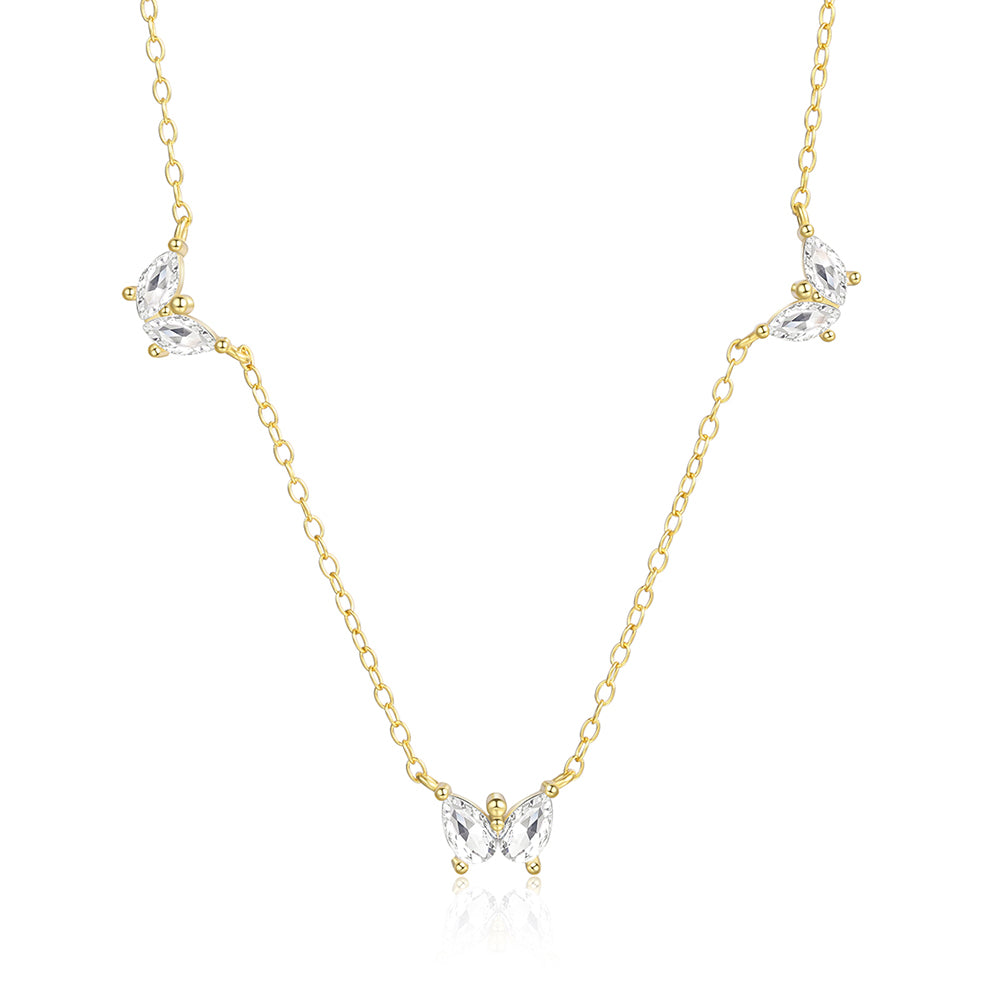 Pozlátený Zliatinový Náhrdelník s Bielym Emporia® Krištáľom 1 