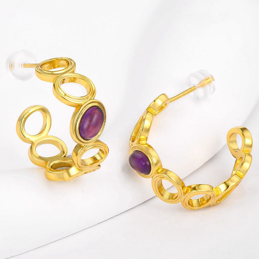 Pozlátené Zliatinové Náušnice s Fialovým Emporia® Krištáľom 1 
