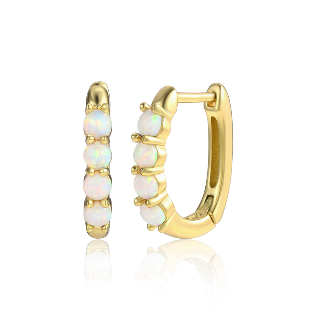 Pozlátené Zliatinové Náušnice s Bielym Emporia® Krištáľom