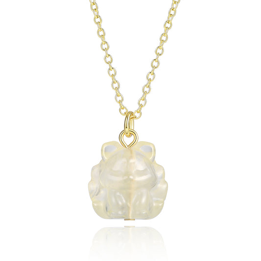 Pozlátený Zliatinový Náhrdelník s Bielym Emporia® Krištáľom