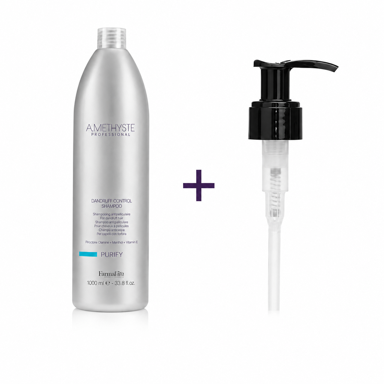 Šampón proti lupinám Amethyste Purify 1000 ml – k dispozícii s voliteľným dávkovacím čerpadlom 2 