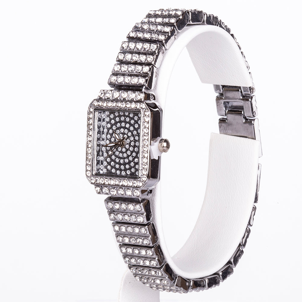 5dielna sada šperkov Emporia prémiovej kvality v striebornej farbe v exkluzívnej darčekovej krabičke s imitáciou kože (s hodinkami, náramkom, náhrdelníkom, náušnicami a prsteňom, s bielym kryštálom Emporia) 10 