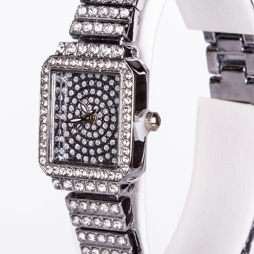 5dielna sada šperkov Emporia prémiovej kvality v striebornej farbe v exkluzívnej darčekovej krabičke s imitáciou kože (s hodinkami, náramkom, náhrdelníkom, náušnicami a prsteňom, s bielym kryštálom Emporia) 12 