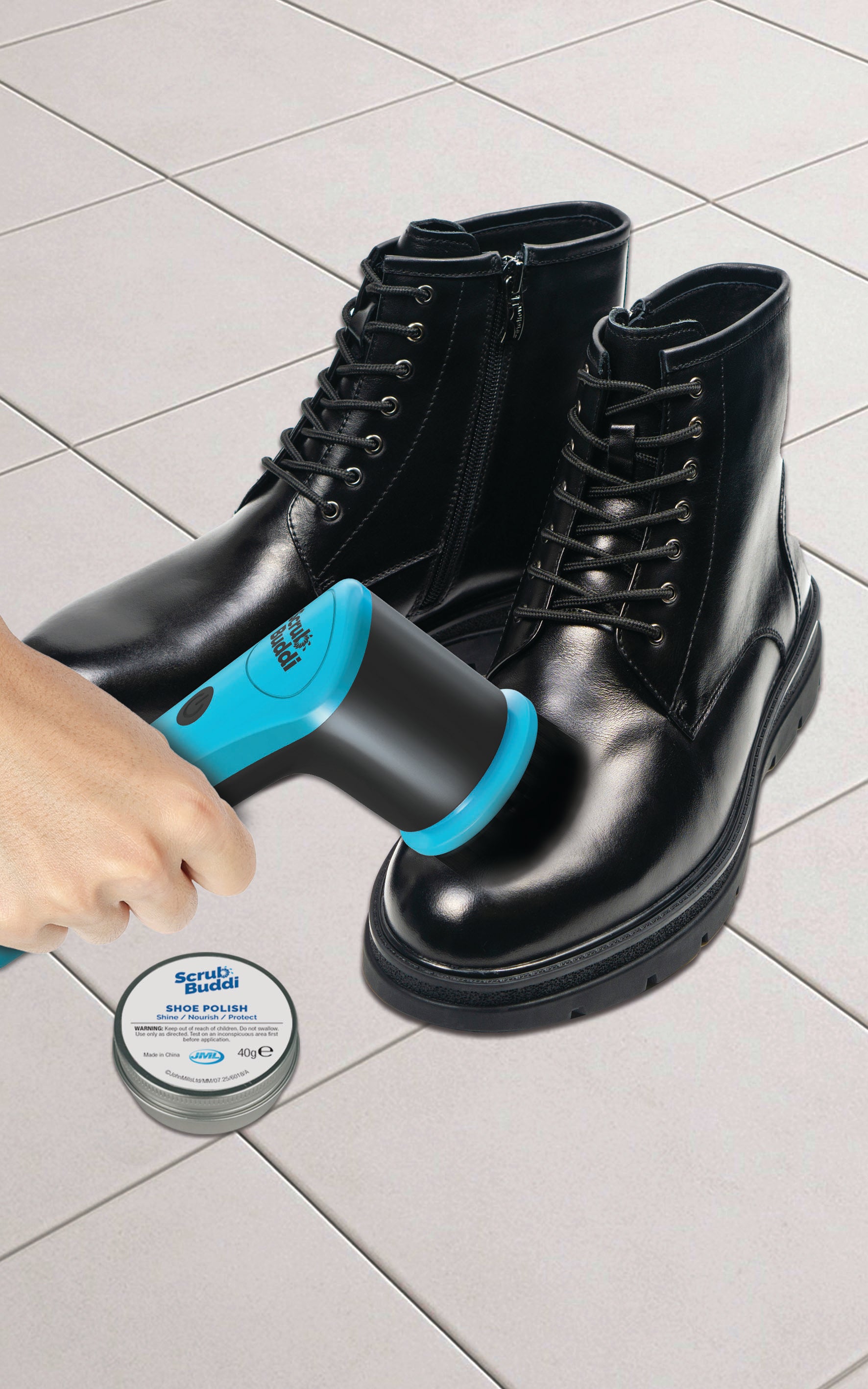 Elektrický čistič topánok Scrub Buddi s 3 vymeniteľnými hlavicami 4 