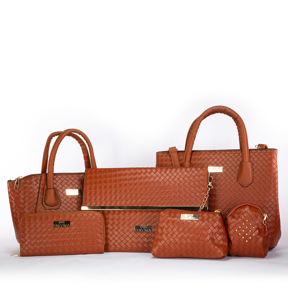 Emporia 2024 Letná kolekcia - "Nadčasová", sada 6 tašiek; hnedá farba 1 