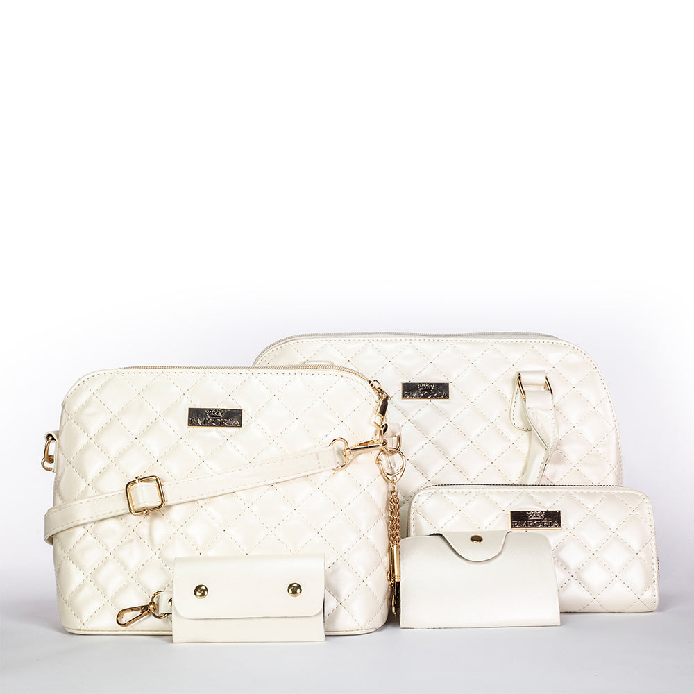 Emporia 2024 Letná kolekcia - "žiariaca blaženosť", sada 5 kusov tašiek; biela farba