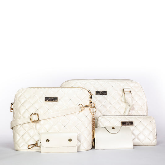 Emporia 2024 Letná kolekcia - "žiariaca blaženosť", sada 5 kusov tašiek; biela farba