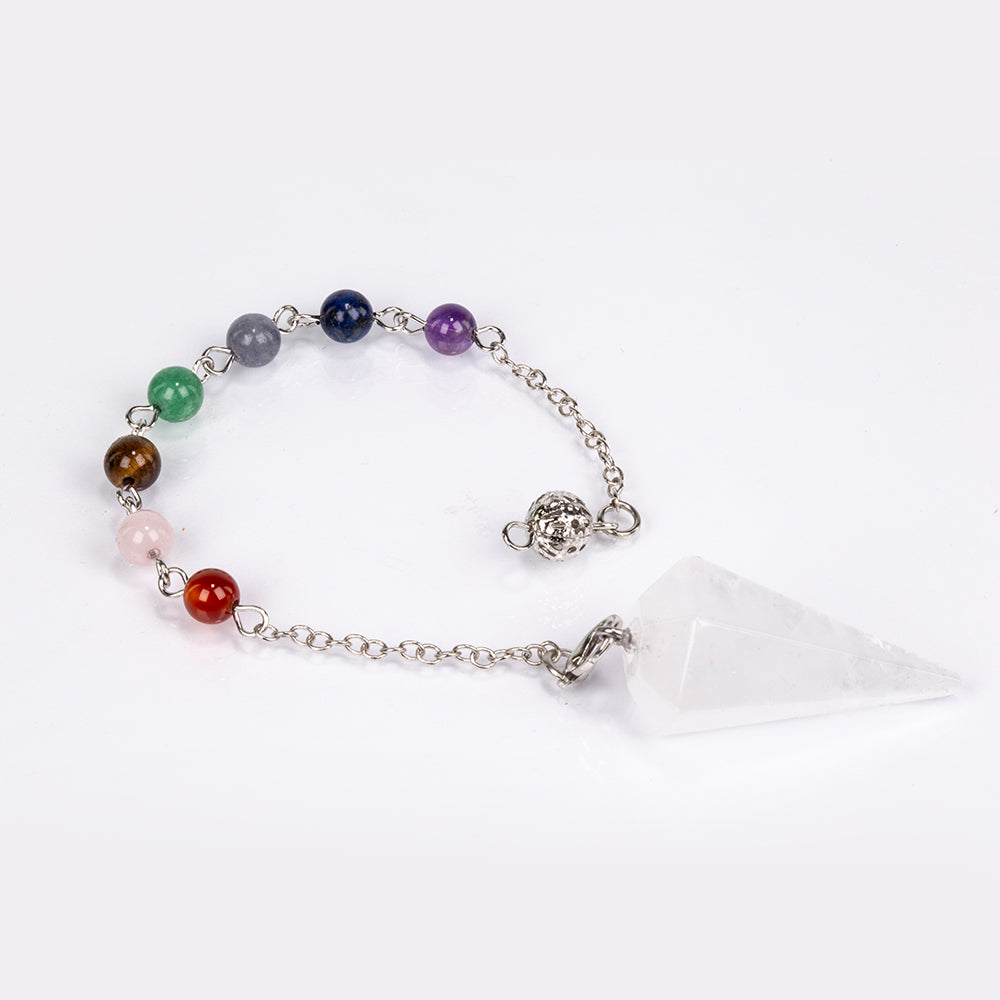 Kyvadlo z drahokamov s Jasným Kremeňom a Ametystom 2 