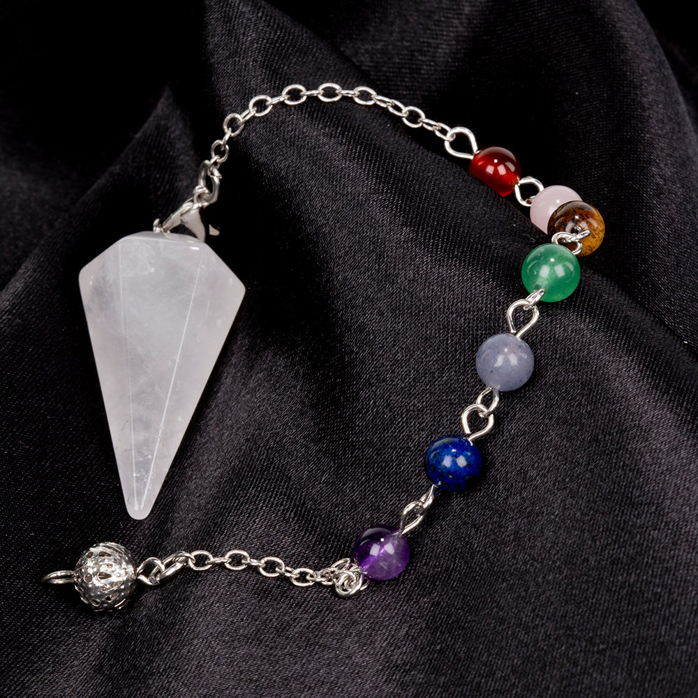 Kyvadlo z drahokamov s Jasným Kremeňom a Ametystom 5 