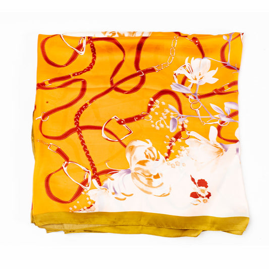 Kvetinové objatie, šatka, 85 x 180 cm, Oranžová, 100% vegánske hodvábie