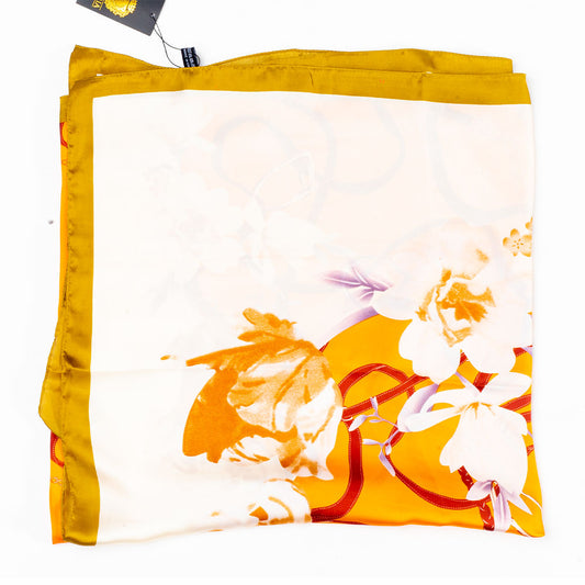 Kvetinové objatie, šatka, 85 x 180 cm, Oranžová, 100% vegánske hodvábie