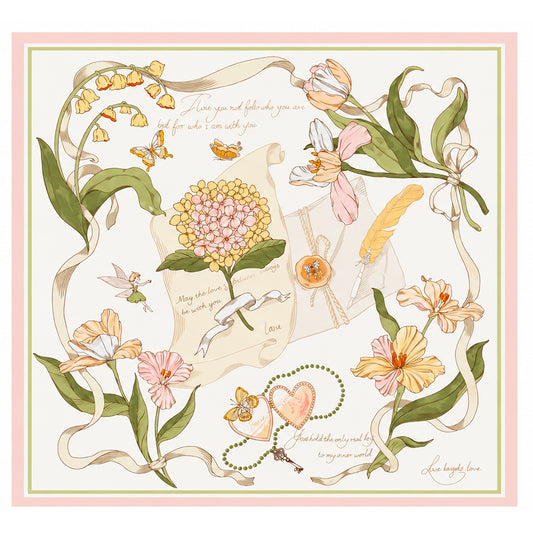Hodvábna šatka Garden Whisper, šalviovo zelená, 90 × 90 cm