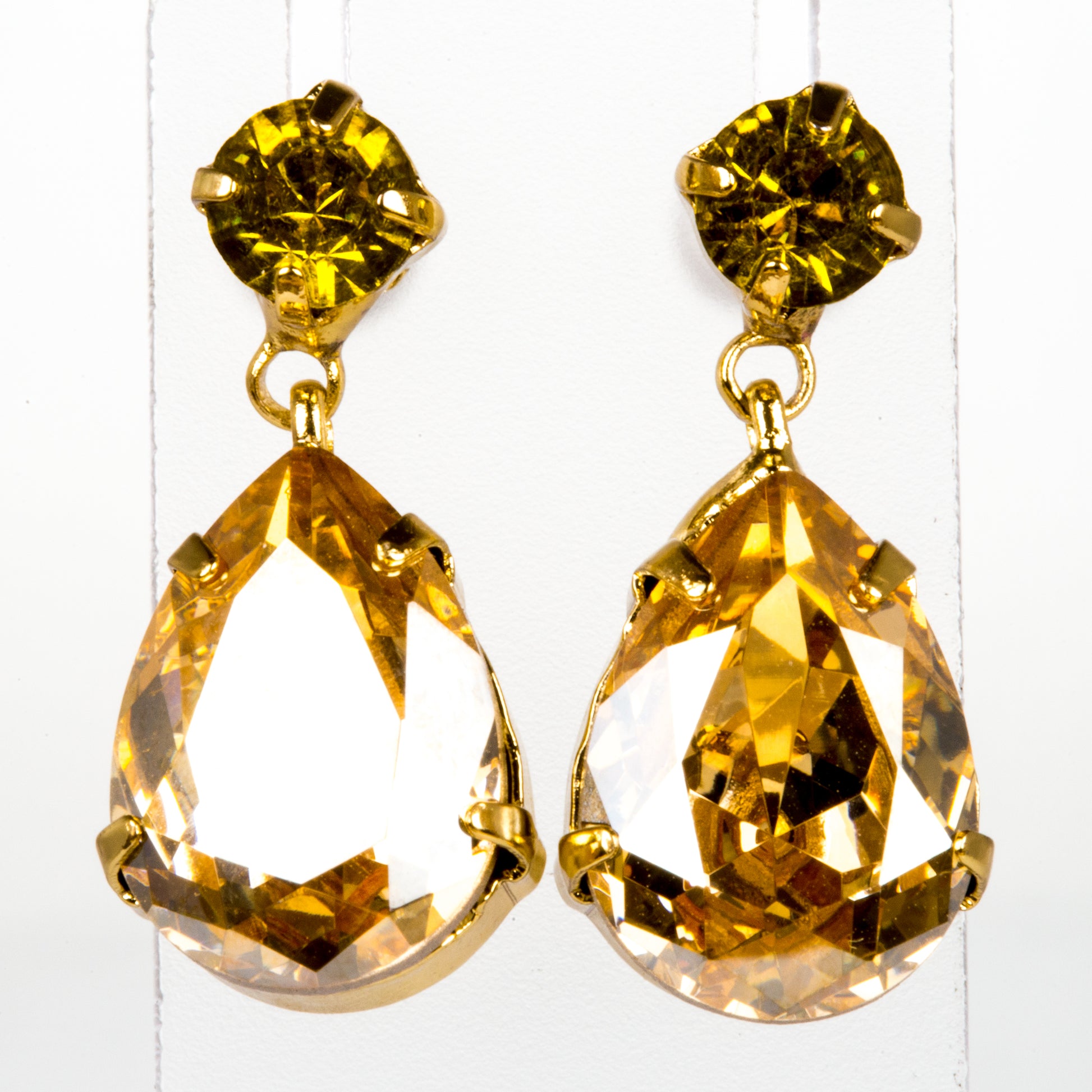 Pozlátené Zliatinové Sada s so Žltým Emporia® Krištáľom a Bielym Emporia® Krištáľom ( Náhrdelník+Náušnice ) 2 