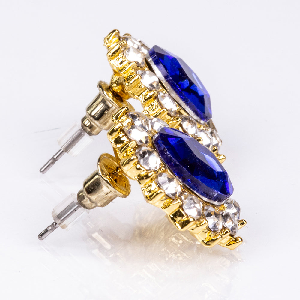 Pozlátené Zliatinové Sada s Modrým Emporia® Krištáľom a Bielym Emporia® Krištáľom ( Náhrdelník+Náušnice ) 2 