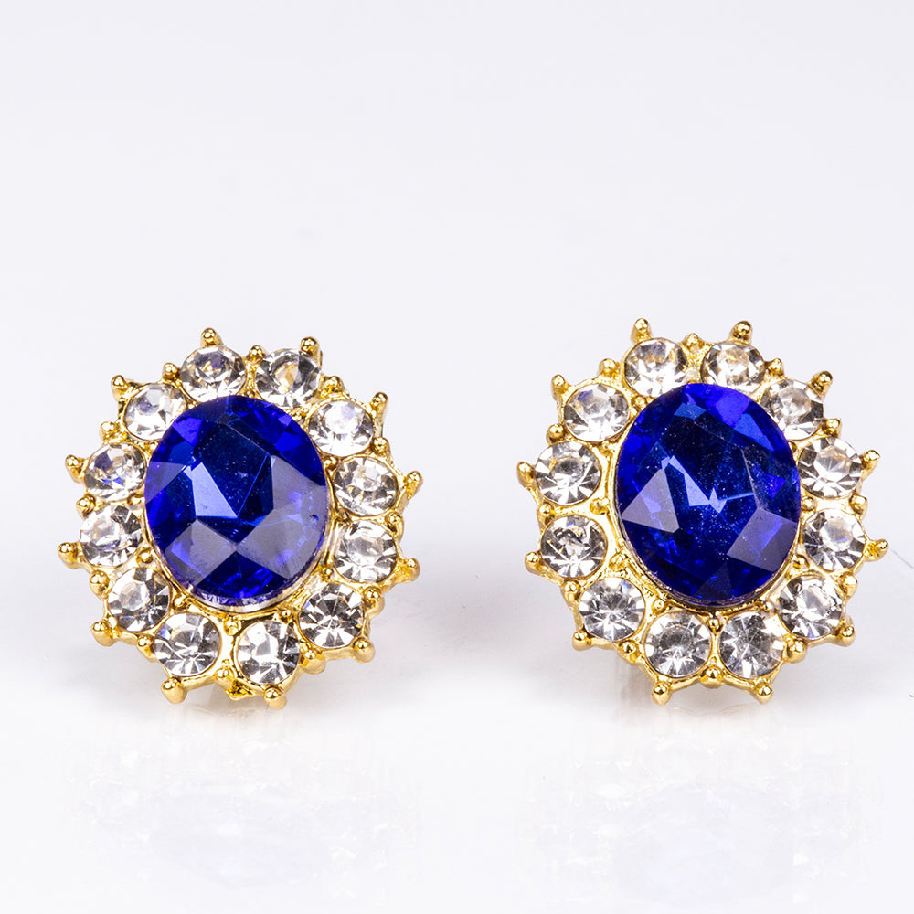 Pozlátené Zliatinové Sada s Modrým Emporia® Krištáľom a Bielym Emporia® Krištáľom ( Náhrdelník+Náušnice ) 3 