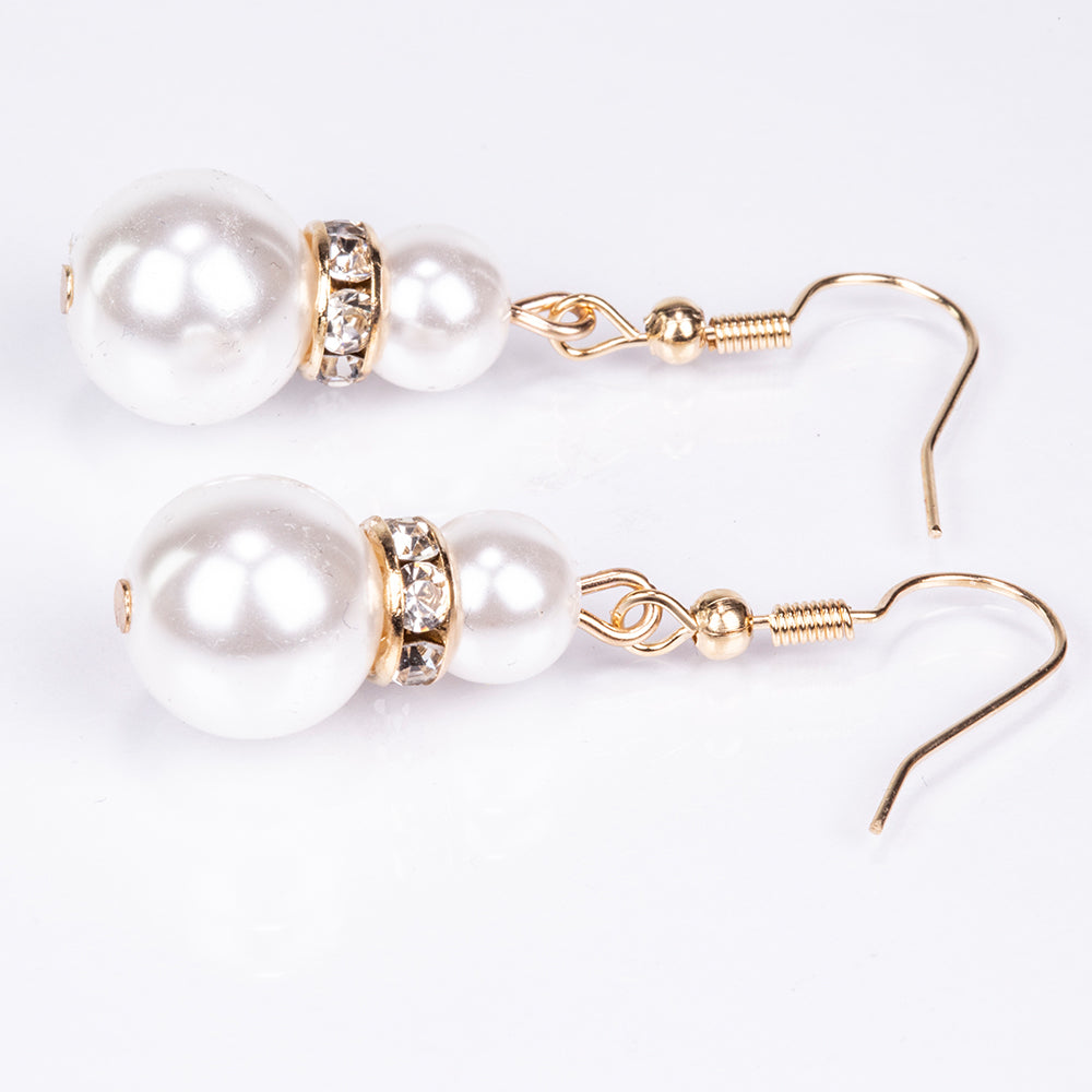 Pozlátený Zliatinový Hodinky s Bielym Emporia® Krištáľom ( Náhrdelník+Náušnice+Náramok )